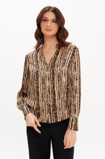 23408 Блузка женская (черно-песочный принт)