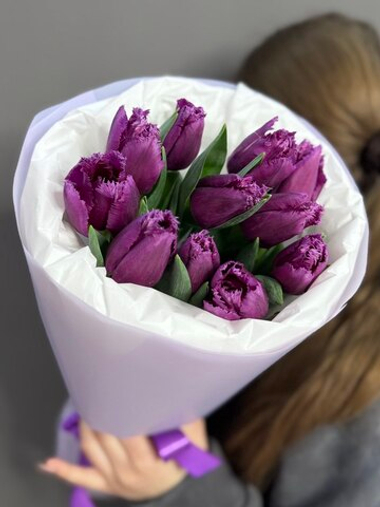 Монобукет с 11 махровыми тюльпанами