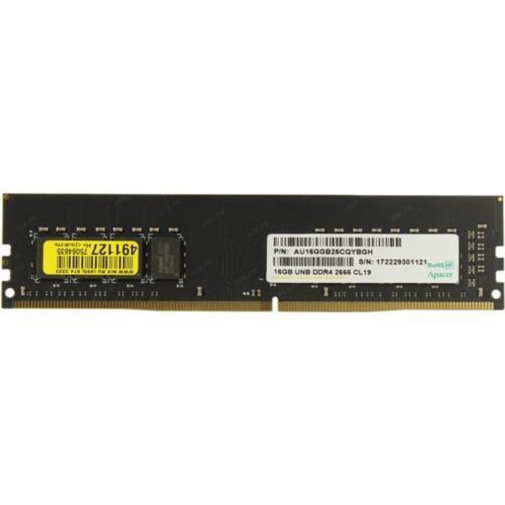 Память Apacer 16GB DDR4 2666 DIMM EL.16G2V.GNH Non-ECC, CL19, 1.2V, AU16GGB26CQYBGH