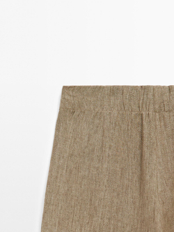 Massimo Dutti Струящиеся брюки из 100% льна, бежевый