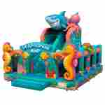 Коммерческий надувной батут «Тропический риф», 7×5×5,6 м, с горкой