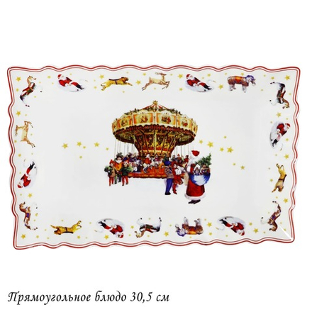 Lenardi 305-174 Прямоугольное блюдо 30,5х19,5х3см НОВЫЙ ГОД в под.уп.(х12)Фарфор