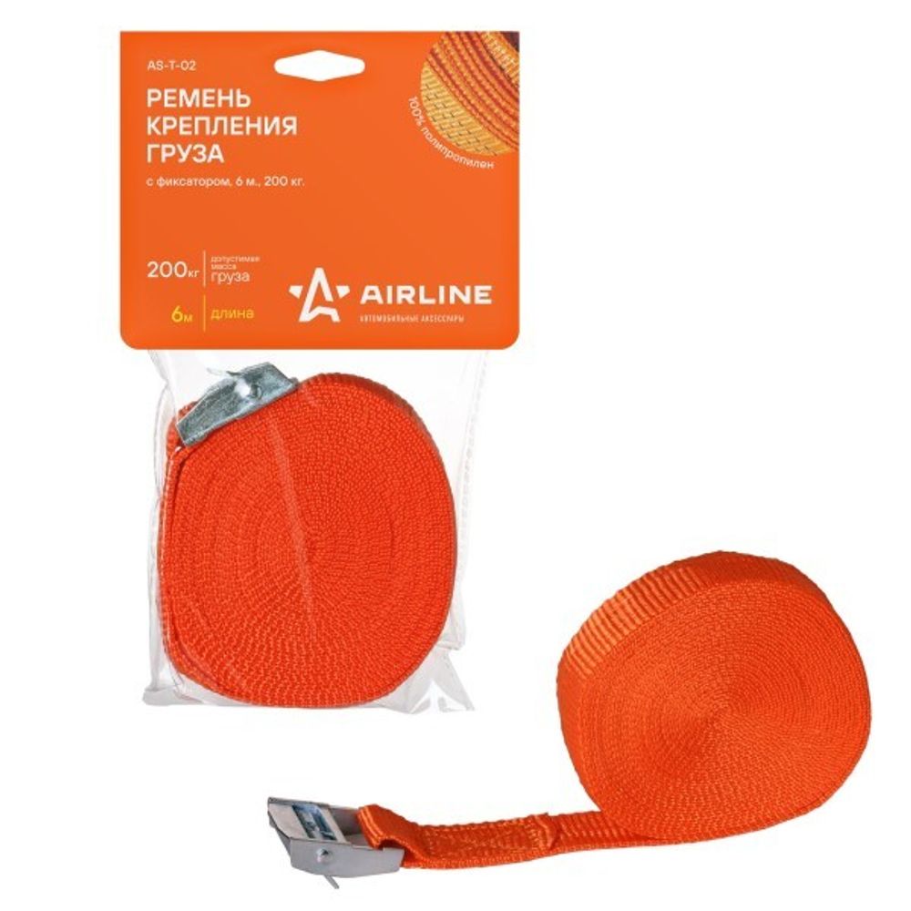 Стяжка груза (6м*25мм) 0,2 т. с фиксатором (AIRLINE)