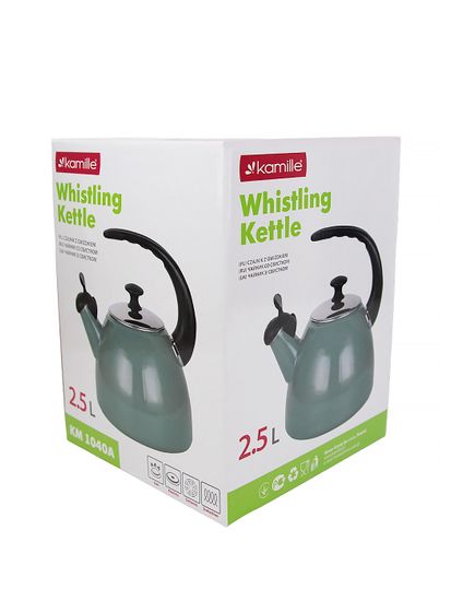 Чайник 2,5 л. эмалированный со свистком Kamille KM 1040A с черной бакелитовой ручкой