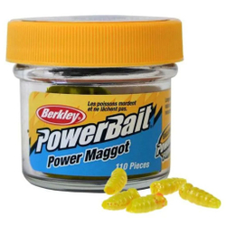 Силикон Berkley Gulp! Power Maggot Yellow (110 шт) (Опарыш желтый)
