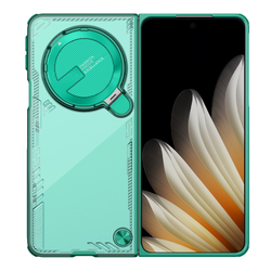 Чехол прозрачный зеленого цвета от Nillkin с металлической откидной крышкой на OPPO Find N5, серия Iceblade Fold Case