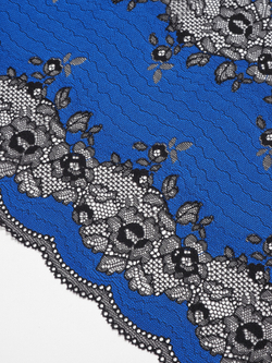 Эластичное кружево для белья ультрамарин с черным ширина 23 см