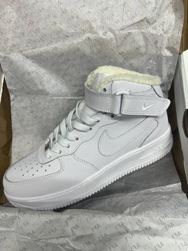 Кроссовки Nike Air Force 1 High White с мехом
