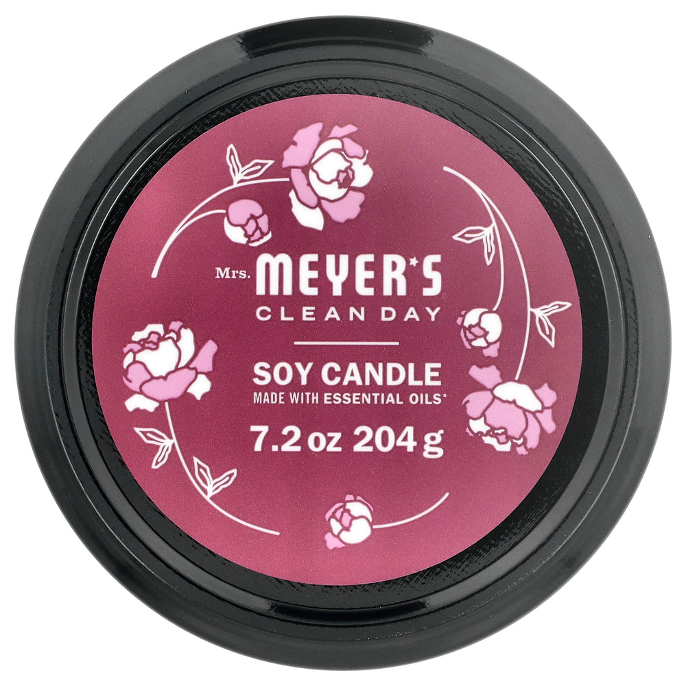 Mrs. Meyers Clean Day, Ароматическая соевая свеча, пион, 204 г (7,2 унции)