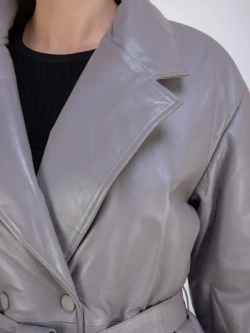 Пальто женское кожаное утепленное длинное Турция