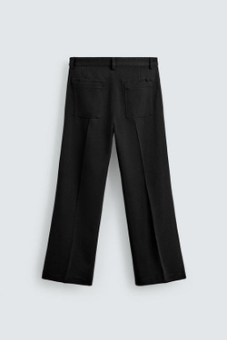 ZARA БРЮКИ FLARE FIT ИЗ САРЖИ, ЧЕРНЫЙ