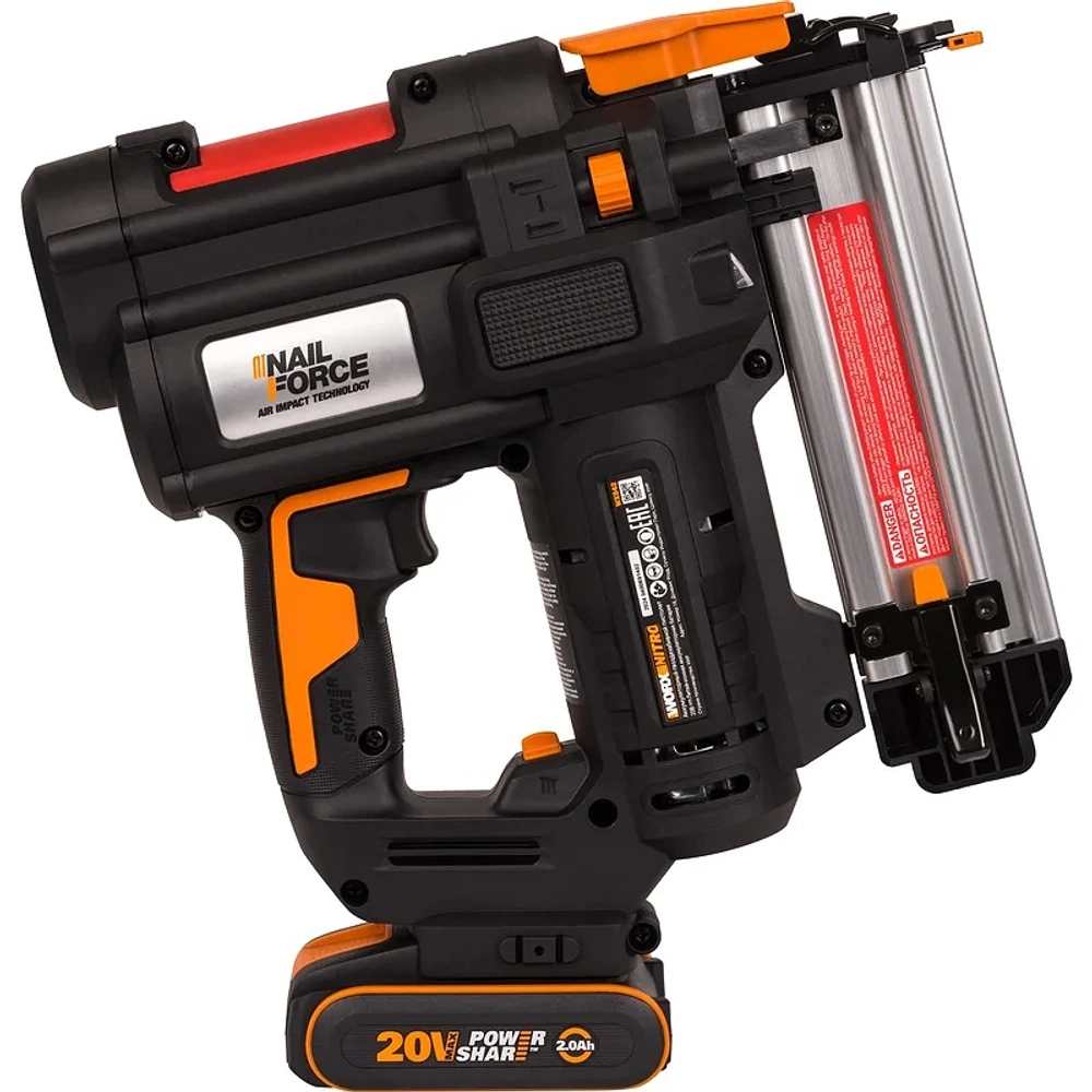WORX WX842 аккумуляторный гвоздезабивной пистолет (1 x 2 Ач, ЗУ)