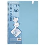 Тетрадь обложка пластик, А4 80 л., гребень мягкий, вырубка для ручки, клетка, BRAUBERG, голубой, 405370