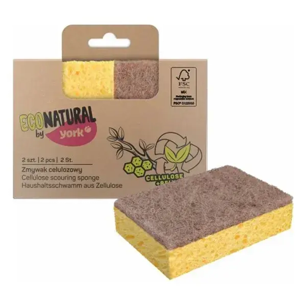 Губки для посуды целлюлозные YORK ЭКО Натурал 2шт.