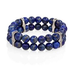 Браслет Всевидящее Око из Мельхиора Двойной с лазуритом 8 мм