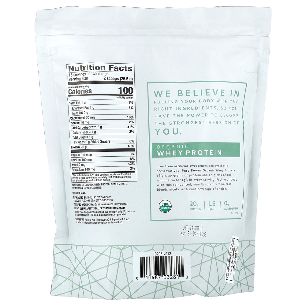 Dr. Mercola, Чистый порошок органического сывороточного протеина, оригинальный, 382,5 г (13,5 унции)