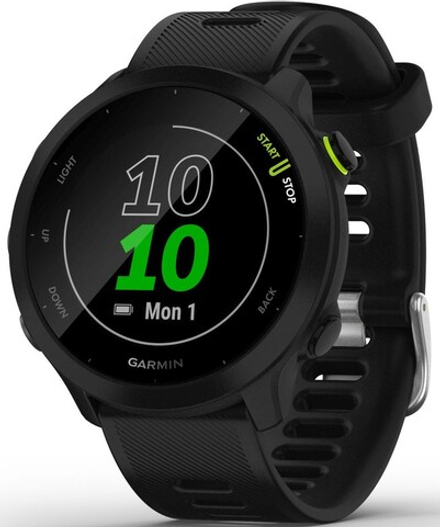 Смарт-часы Garmin Forerunner 55 42мм 1.04" LCD корп.черный рем.черный разм.брасл.:127-220мм (010-02562-10)