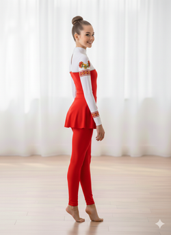 Комбинезон для воздушной гимнастики со съемной юбкой "Руссконародный Хохлома"