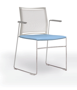 Web стул на полозьях с подлокотниками и спинкой-сеткой