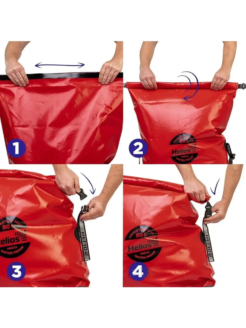 Герморюкзак Helios 80 л (ПВХ, красный/черный) (HS-GR-80-RB)