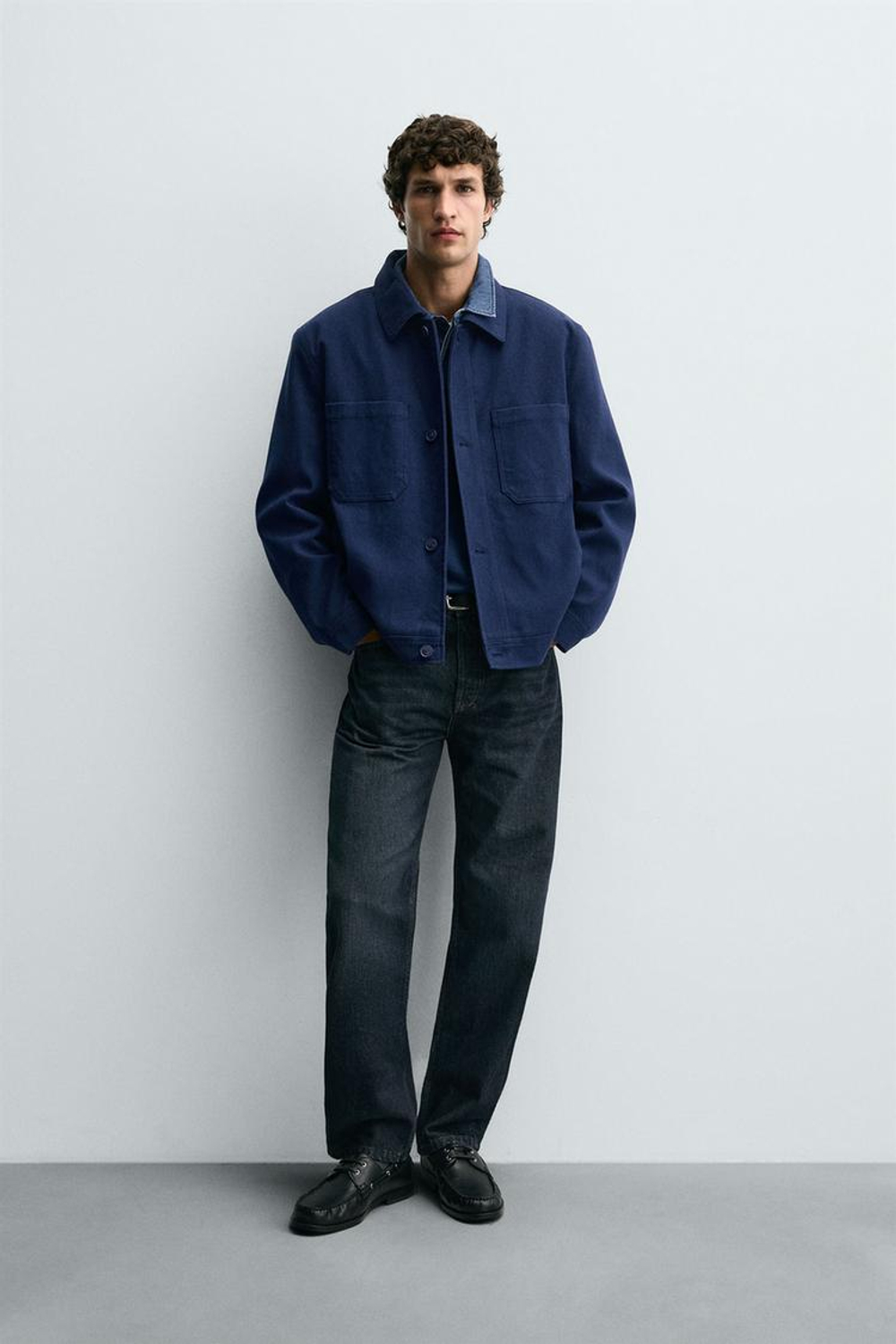 ZARA СТЕГАНАЯ КУРТКА ИЗ ЛИОЦЕЛЛА И ХЛОПКА, ЯРКО-СИНИЙ