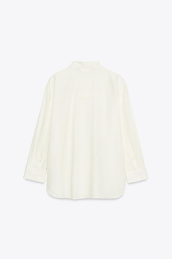 ZARA РУБАШКА ИЗ ПОПЛИНА, ЭКРЮ