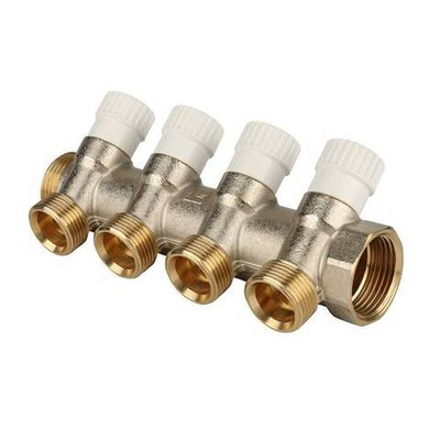 Коллектор регулирующий проходной STOUT SMB 6851 - 1" (НР/ВР) на 4 контура 1/2"EK (евроконус)