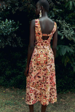 ZARA МИДИ-ЮБКА С РУСТИЧНЫМ ПРИНТОМ, РАЗНОЦВЕТНЫЙ