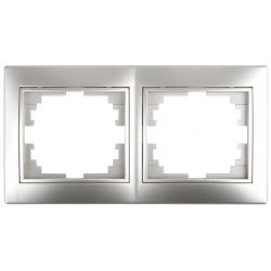 Рамка для розеток и выключателей Intro Plano 1-502-03 на 2 поста горизонтальная, СУ, алюминий