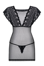 Оригинальная сорочка из сетки и кружев (Размер: L-XL) (Цвет: черный)