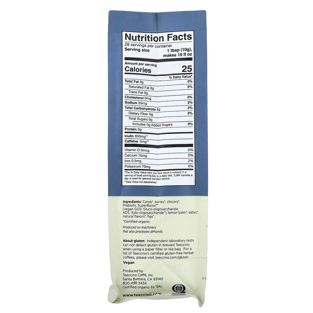 Teeccino, Prebiotic Herbal Coffee, мелисса с манго и лимоном, легкая обжарка, без кофеина, 284 г (10 унций)