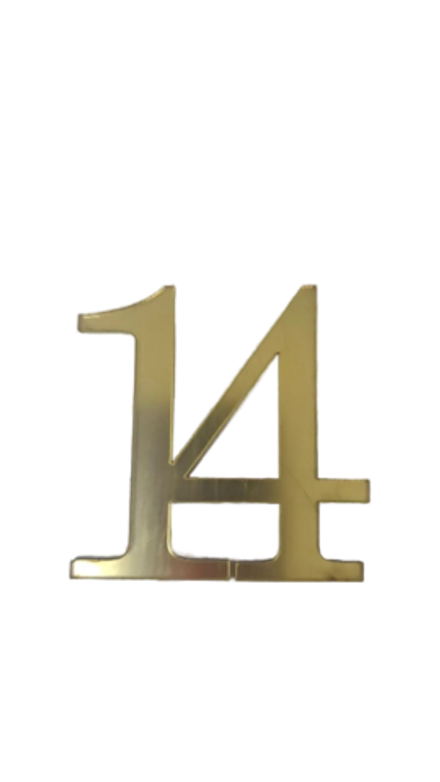 Топпер без шпажки цифра «14» золото 7*6 см