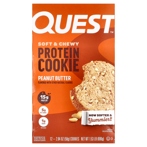 Quest Nutrition, Protein Cookie, арахисовая паста, 12 штук, 58 г (2,04 унции)