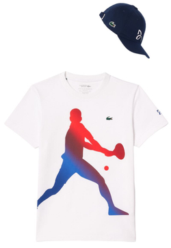 Мужская теннисная футболка Lacoste Tennis X Novak Djokovic T-Shirt & Cap Set - white