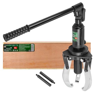 Съемник гидравлический трехзахватный 5т (max захват 50-250мм, глубина захвата-140мм, ход штока-50мм, ?штока-12мм, ?цилиндра-45мм) RockForce RF-L5S