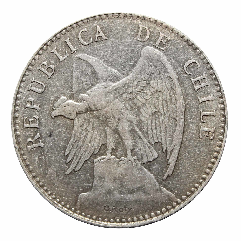 20 сентаво. Чили. 1913 год. Серебро. F