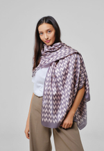 Шелковый палантин SOROKONOZHKA GREY/PINK 68×200