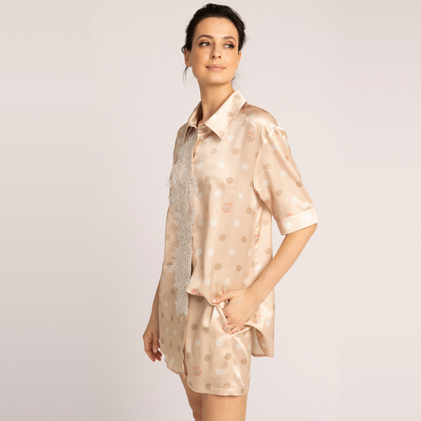 Шорты женские Mollen песочно-бежевые с узором горох