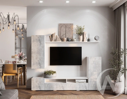 Гостиная Диаманд (белый/цемент светлый)