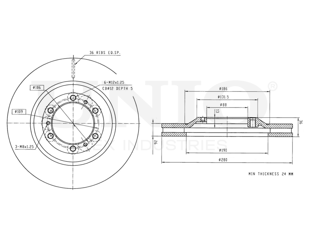 Диск тормозной передний UNIO BRD-20147
