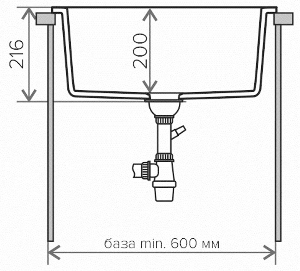 Мойка POLYGRAN ARGO-560 светло-серый №314