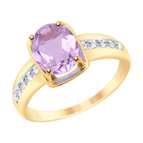 Кольцо из золота с аметистами