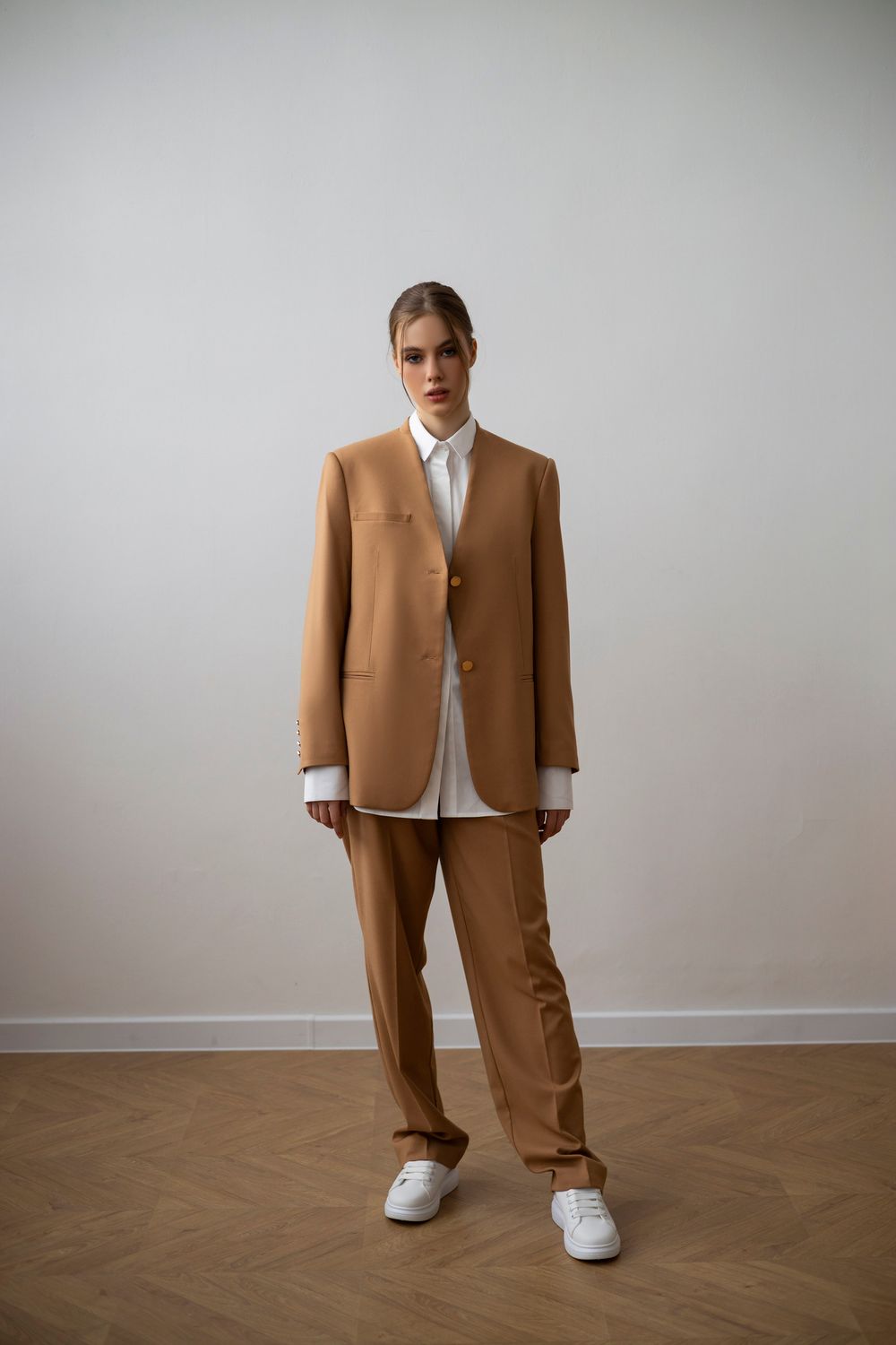 Брюки прямого кроя бежевые SOULCOAT