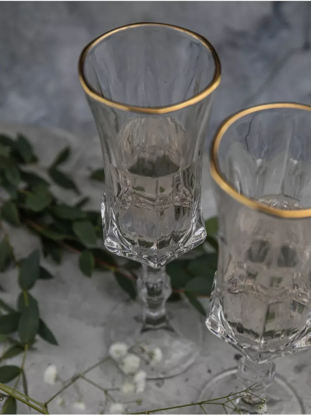 Набор бокалов для шампанского, 160 мл. 6 шт, с золотом