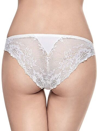 Женские трусики-бразилиана с кружевными вставками (Размер: 3 размер) (Цвет: белый)