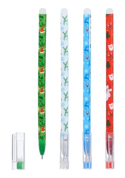 Ручка пиши-стирай гелевая 0.5мм. синяя "Новогодняя" (Basir)