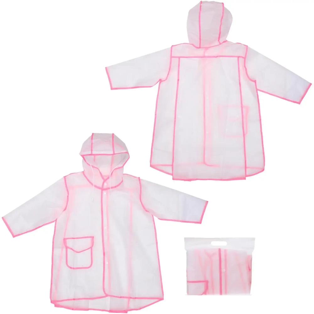 Дождевик-плащ детский «Neo» с капюшоном и завязками, на кнопках, цвет розовый, р. XL(61*55см.)