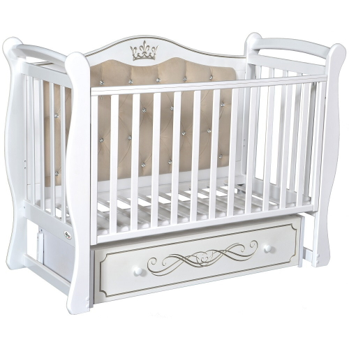 Детская кроватка Oliver Brianna с универсальным маятником и ящиком Белый