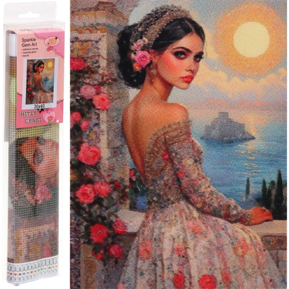 Алмазная мозаика в рулоне 30*40см полная выкладка «DIAMOND», Принцесса Азалия