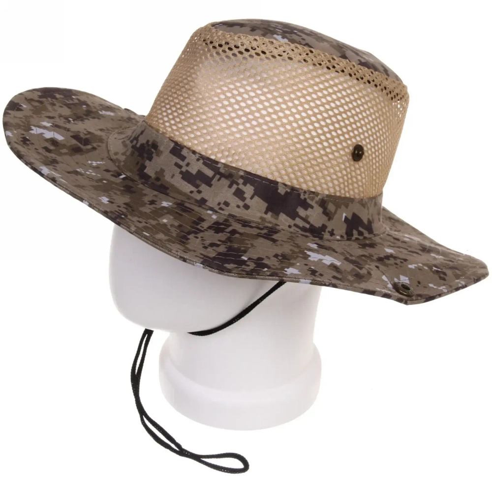 Шляпа мужская с клепками и сеткой «Tourist», микс 5 цвтов, 58р, ширина полей 7,5см